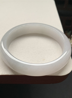 缅甸翡翠手镯A货56.6MM手镯冰糯种烟灰色气质款玉手镯女款珠宝