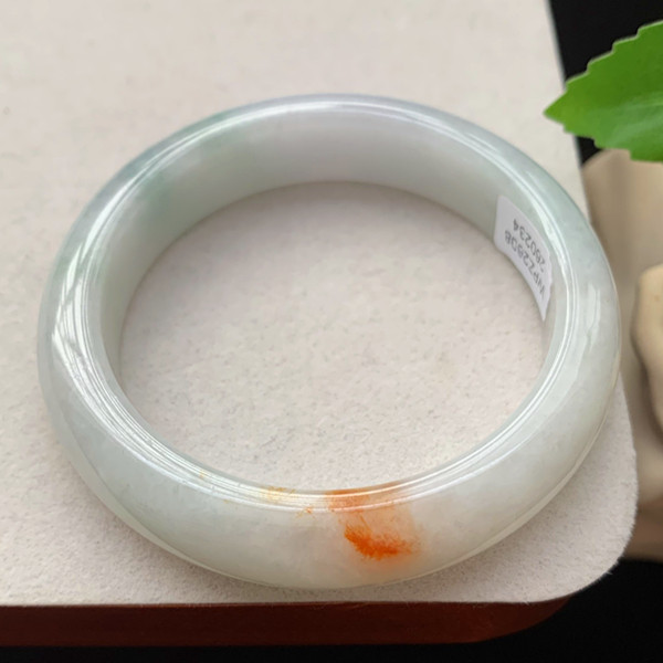 缅甸翡翠手镯A货52.5MM洒金桂花糕飘蓝花细润玉手镯女款珠宝图片