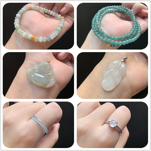 天然翡翠A货手串吊坠戒指耳钉佛公树叶如意弥勒佛翡翠吊坠挂件