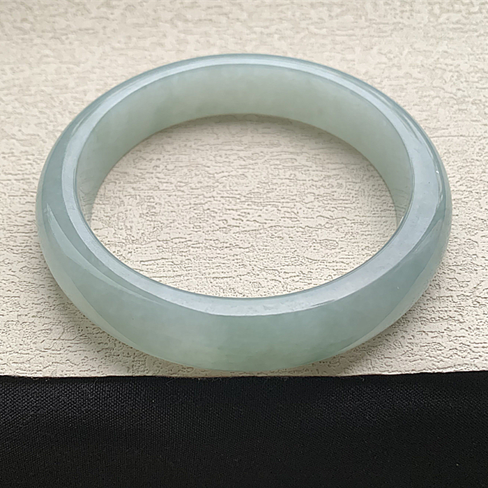 缅甸翡翠手镯A货61.3MM手镯细润胶浅蓝水玉手镯女款珠宝