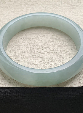 缅甸翡翠手镯A货61.3MM手镯细润胶浅蓝水玉手镯女款珠宝