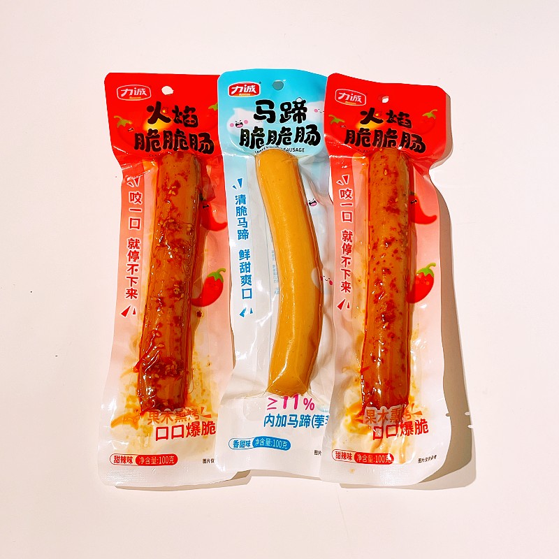 力诚马蹄脆脆肠火焰脆脆肠100g即食肉肠泡面搭档烤肠早餐夜宵食品