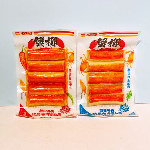 力诚手撕蟹柳102g袋装原味香辣即食蟹棒海鲜办公室追剧解馋零食品