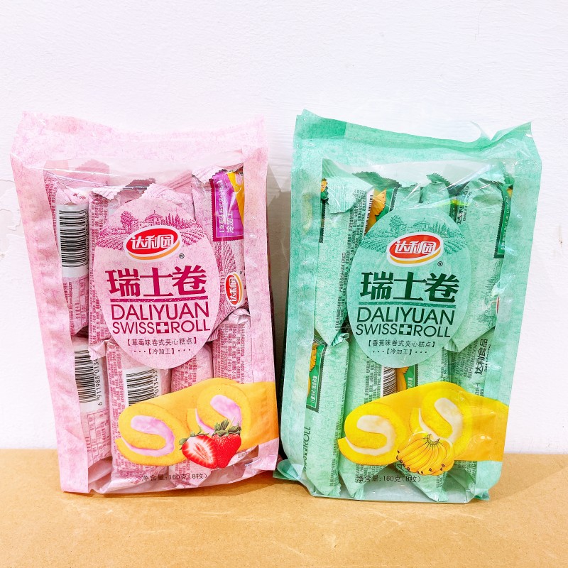 达利园瑞士卷160g草莓味蛋糕整箱早餐面包香蕉橙汁味休闲袋装零食