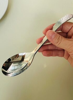 出口18/10不锈钢西餐勺家用中式 锤纹手柄调羹吃饭喝汤勺子粥勺
