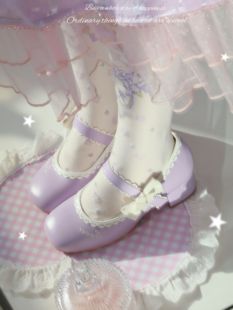 【现货樱花结】方头芭蕾风玛丽珍刺绣中跟优雅少女洛丽塔lo鞋