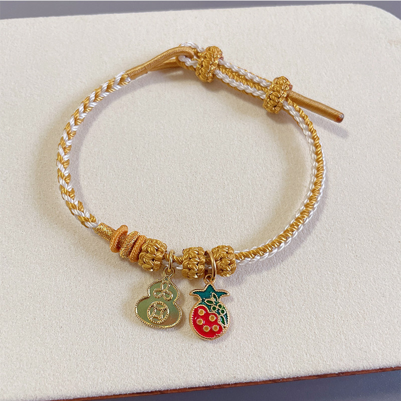 八股编手绳半成品可穿珠转运珠黄金饰品吊坠手工编织璎珞结手链女