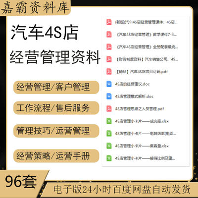 汽车4S店售后服务业务流程客户关系市场展厅销售运营管理手册资料