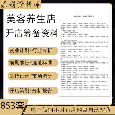 美容院创业计划前期准备分析报告投资预算市场调研选址装修效果图