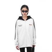 国潮条纹织带开衫 FOH 美式 连帽卫衣男女春秋情侣宽松休闲运动外套