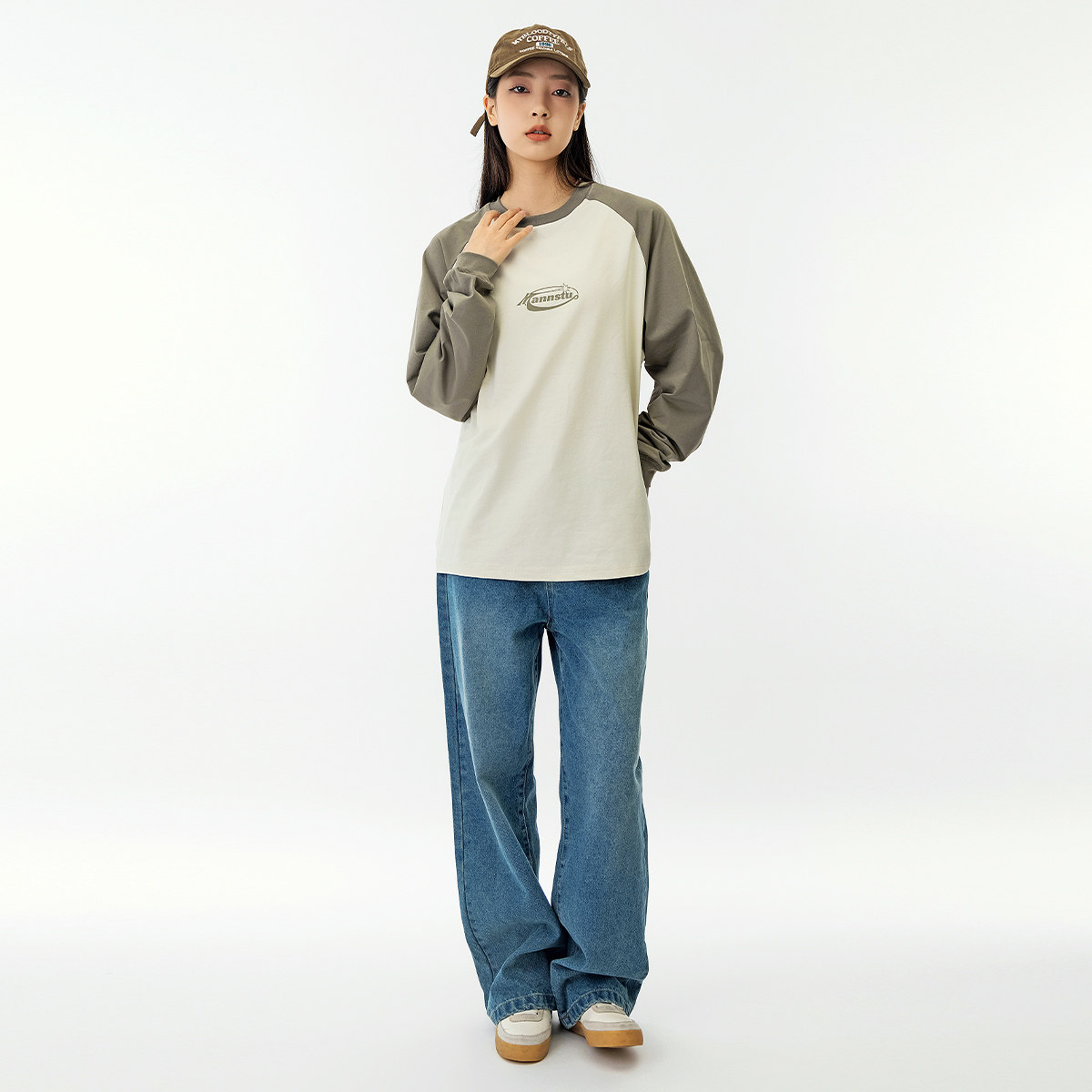 2025 春季新肩袖宽松圆领防晒长袖T恤女休闲宽松情侣上衣,男装,T恤,淘宝优惠券,粉丝福利购,淘宝优惠卷