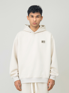 FOH 美式高街硅胶标字母连帽卫衣男2025春季新款宽松休闲情侣帽衫