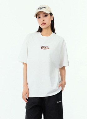 夏季纯色圆领字母印花短袖上衣新款纯棉宽松短袖T恤