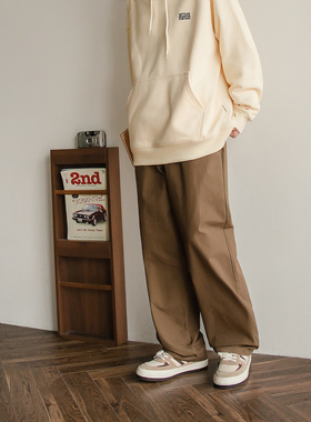 春季纯色宽松休闲直筒长裤日系男女同款青春时尚百搭工装裤