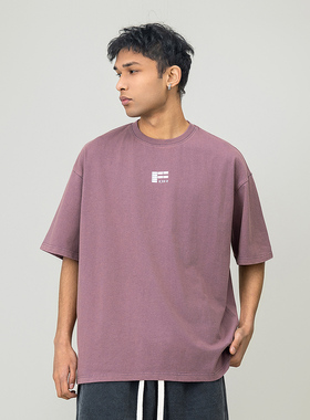 FOH 水洗做旧字母印花圆领短袖T恤男2025夏季新款宽松情侣上衣