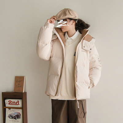 冬季宽松休闲可脱卸帽羽绒服外套