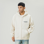 FOH 宽松休闲外套 新款 380g重磅幻彩字母连帽开衫 加绒卫衣男春季