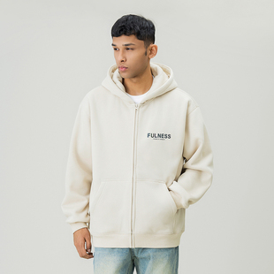 新款 加绒卫衣男春季 宽松休闲外套 380g重磅幻彩字母连帽开衫 FOH