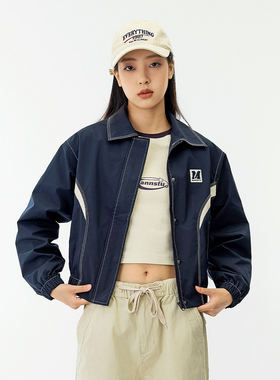 美式复古休闲宽松翻领夹克