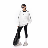 国潮字母印花织带拼接圆领卫衣男女秋季 FOH 美式 情侣宽松休闲上衣