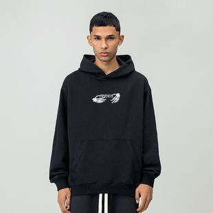 高街硅胶厚印骷髅手连帽卫衣男2025春季 潮牌情侣宽松上衣 美式 FOH