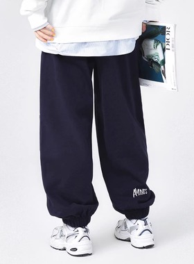 日系330g加绒加厚束脚卫裤女cityboy冬季廓形运动长裤