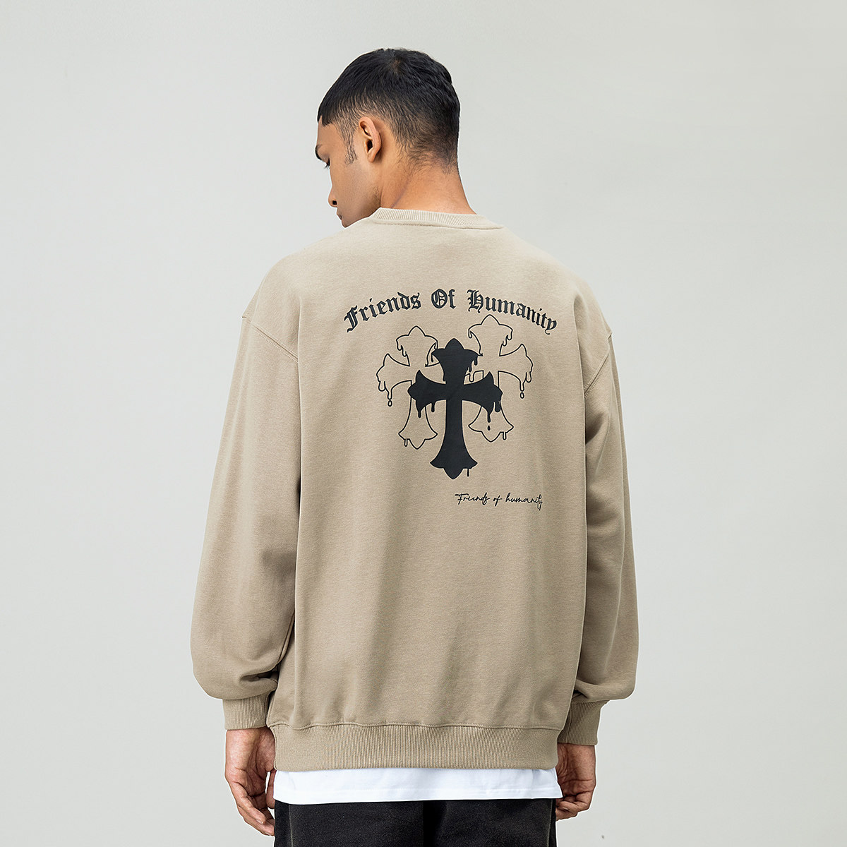 FOH 美式高街字母印花圆领卫衣男2025春季新款宽松情侣套头上衣,男装,卫衣,淘宝优惠券,粉丝福利购,淘宝优惠卷