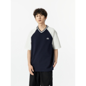 T恤男女运动休闲V领短袖 美式 休闲26支260g插肩袖 上衣