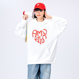 日系宽松字母印花连帽卫衣女复古中性上衣外套男 春季