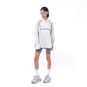 国潮字母印花运动拼接连帽卫衣男女情侣宽松休闲帽衫 FOH 美式 上衣