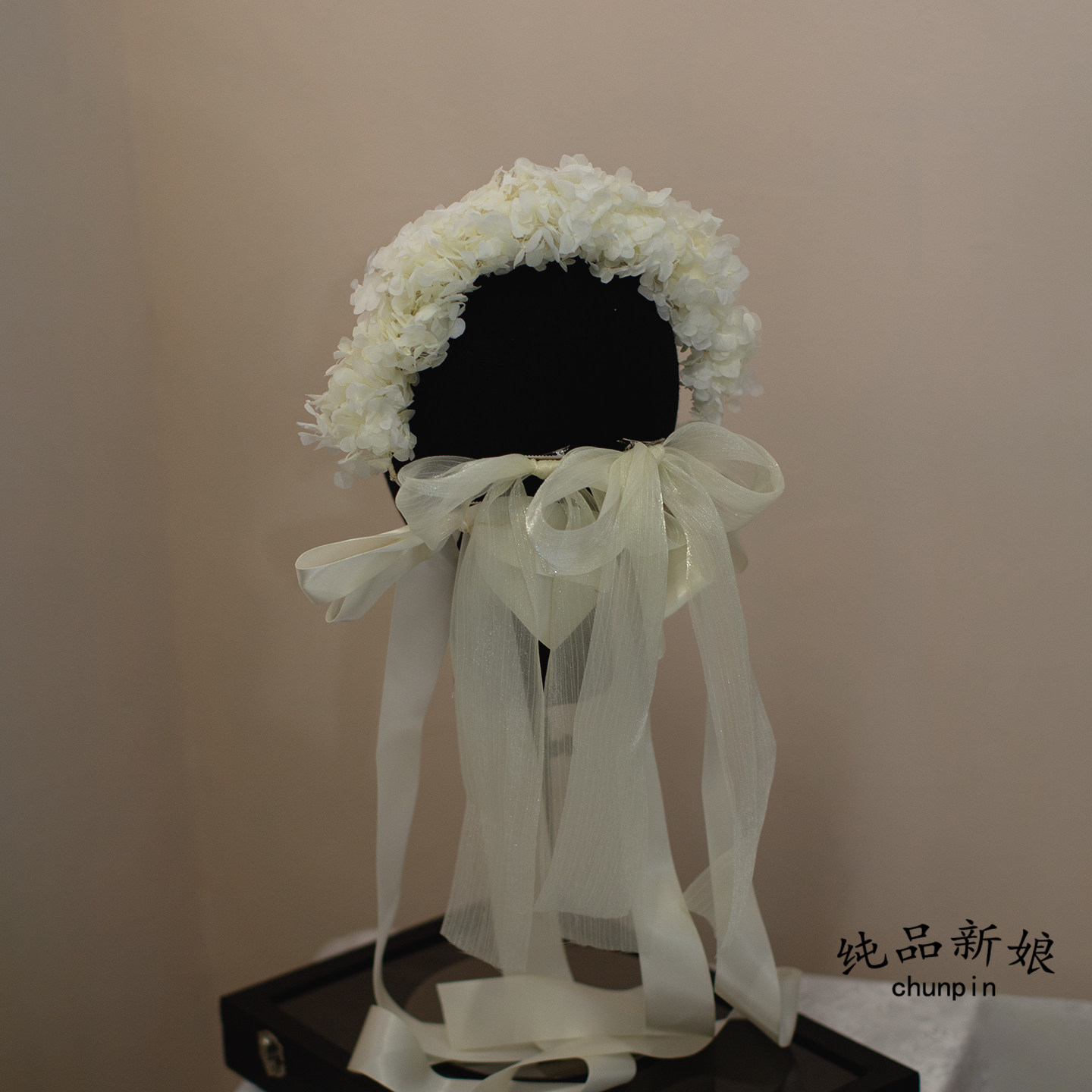 纯品新娘永生花蝴蝶结婚发饰图片