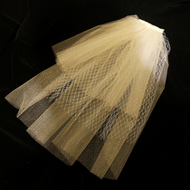 Bridal Korean Short headdress mesh plain yarn champagne pengpeng yarn super immortal travel photo wedding dress wedding accessories