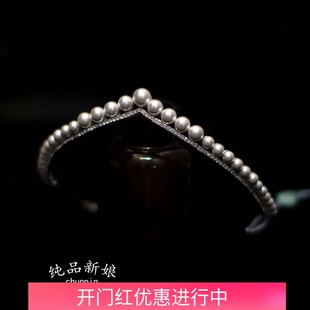 简约韩式新娘珍珠皇冠头饰结婚纱晚礼服生日王冠发饰公主儿童配饰