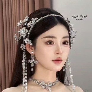 韩式新娘甜美发箍发带发饰耳环套装婚纱晚礼服边夹颈链盘发配饰品