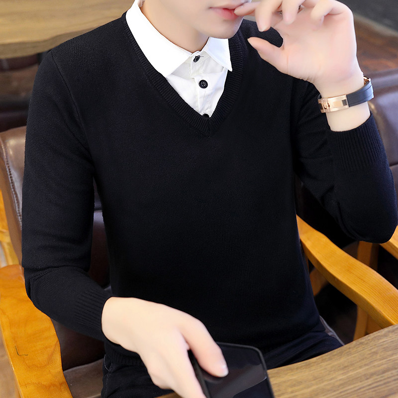 速发衬衣领假领男士毛衣潮流韩版休闲织冬针秋加绒加厚款假两件衫,男装,针织衫/毛衣,淘宝优惠券,粉丝福利购,淘宝优惠卷