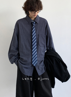 ZOAK秋季复古学院风格子衬衫男女宽松长袖中性休闲内搭外套上衣
