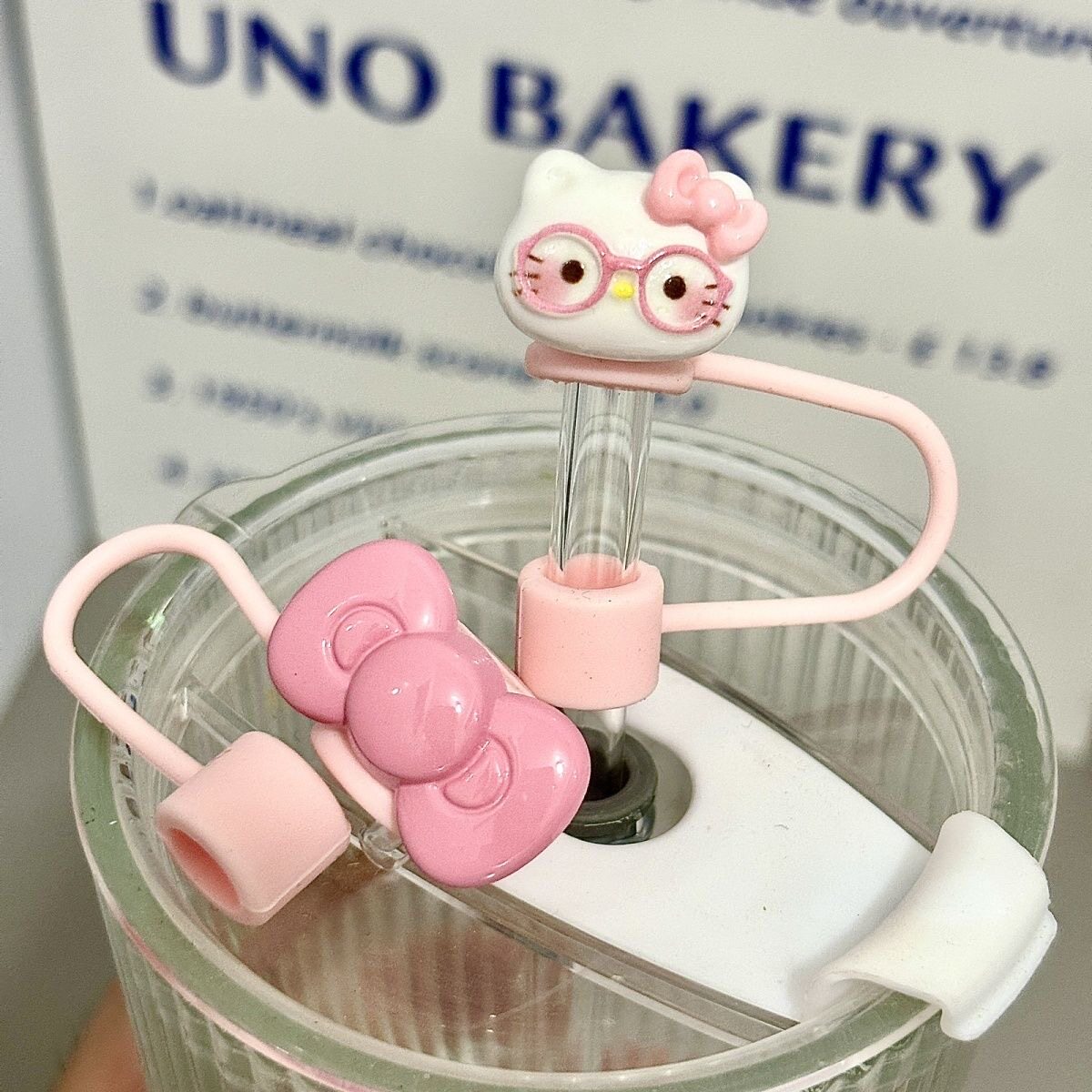 8-10mm卡通可爱凯蒂猫吸管防尘帽防溢食品级软胶硅胶保温配件