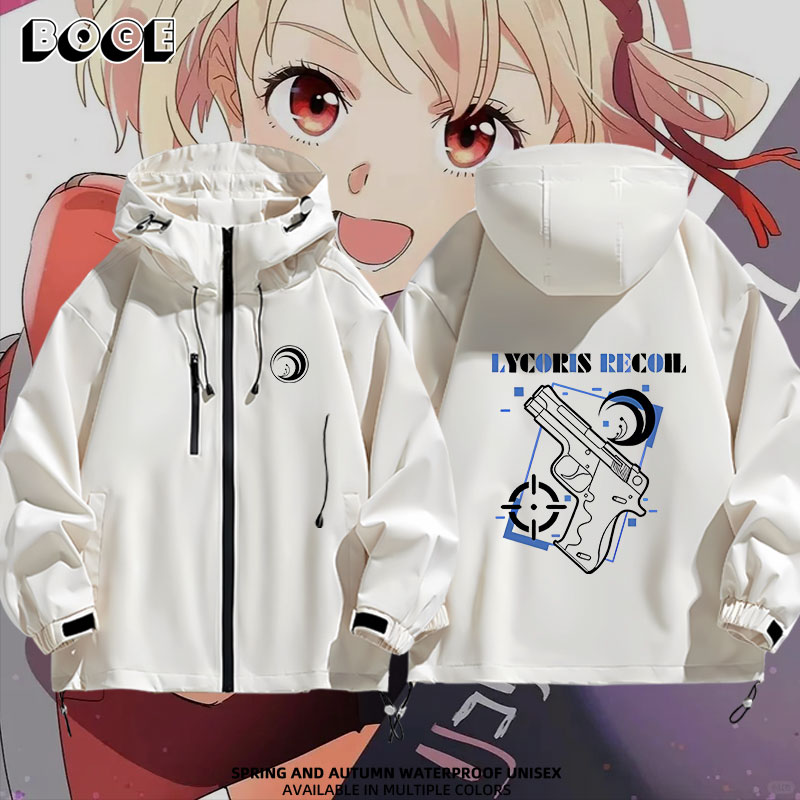 连帽印花高清宽松防风冲锋衣