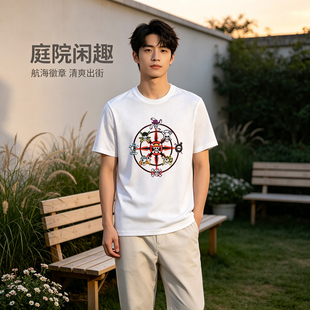 海贼王草帽海盗旗索隆印花短袖T恤速干透气男女学生动漫周边上衣