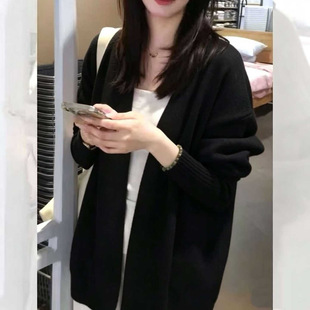 2026秋冬季新款韩版软糯慵懒温柔风针织毛衣开衫外套女中长款宽松