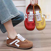 女2026新款 子透气运动休闲板鞋 春季 百搭阿甘鞋 红色 爆款 黄色德训鞋