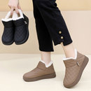 防水防滑休闲短筒靴女棉靴 加绒加厚保暖女棉鞋 雪地靴女冬季 妈妈鞋