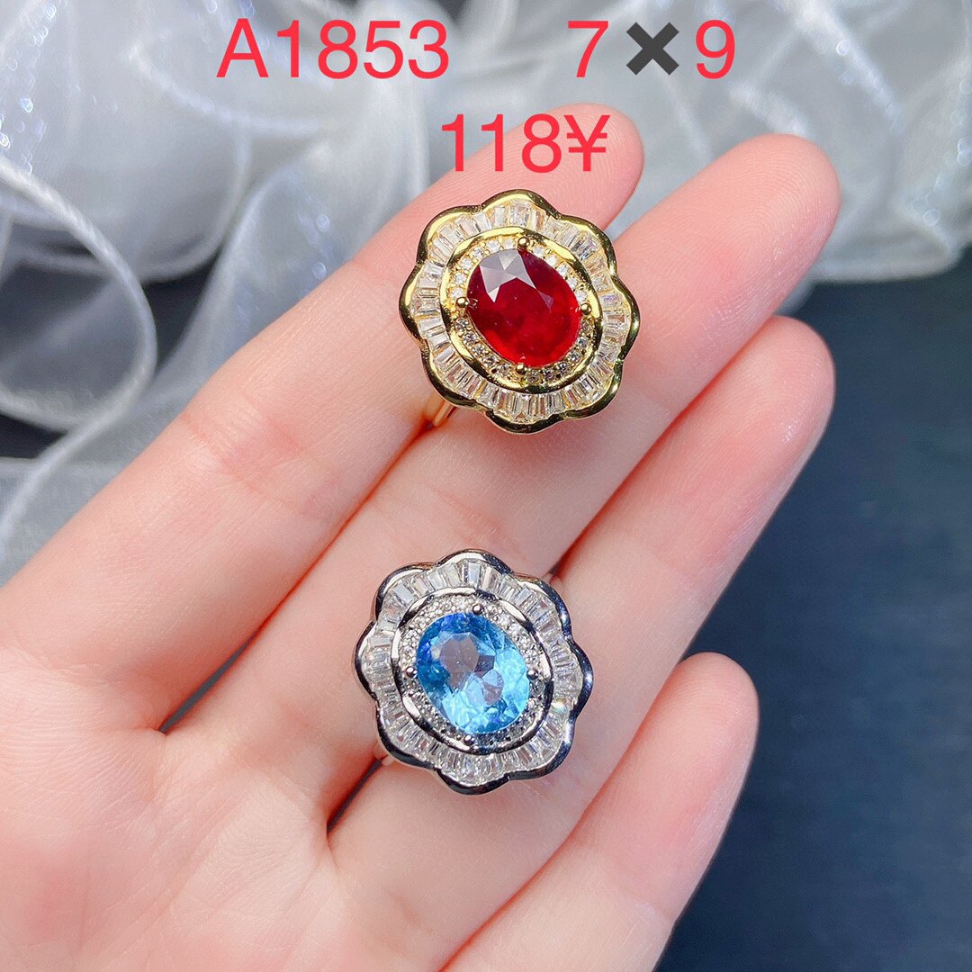 s925银饰戒指空托椭圆形满钻款7*9活口戒托女网红轻奢镶彩宝石
