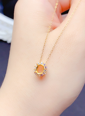 银饰空托椭圆4*5mm吊坠女镶嵌空托时尚百搭项坠925纯银镀金吊坠