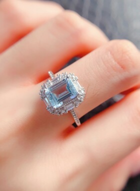 通体s925银戒指空托女时尚百搭气质椭圆6*8mm彩色锆石活口戒托女