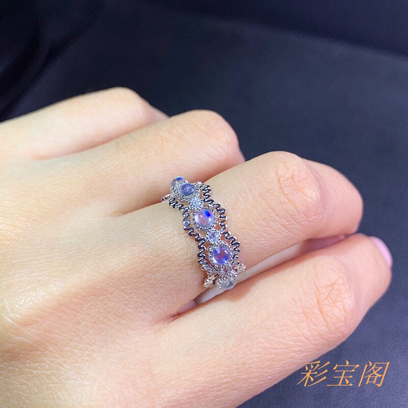 圆形翡翠月光石欧美风戒指空托