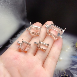 s925银饰吊坠空托厚重裸石长方形7*910*1211*1211*1512*1613*18mm