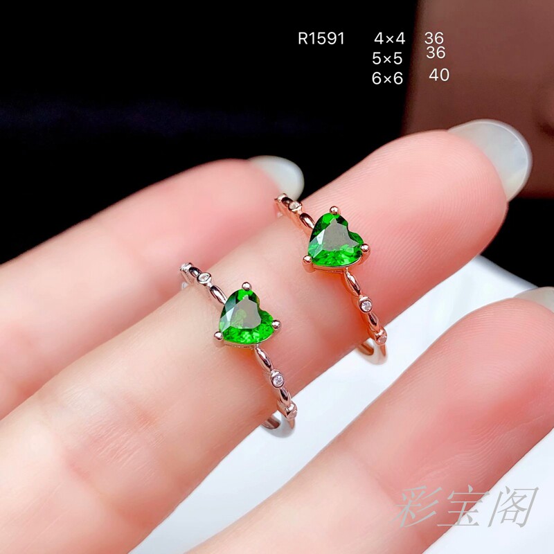 s925纯银心形4*镶4556