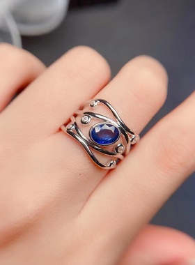 精工包镶椭圆5x7mm 6x8mm戒指空托 女戒 S925银开口 宽版