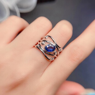 精工包镶椭圆5x7mm 6x8mm戒指空托 女戒 S925银开口 宽版